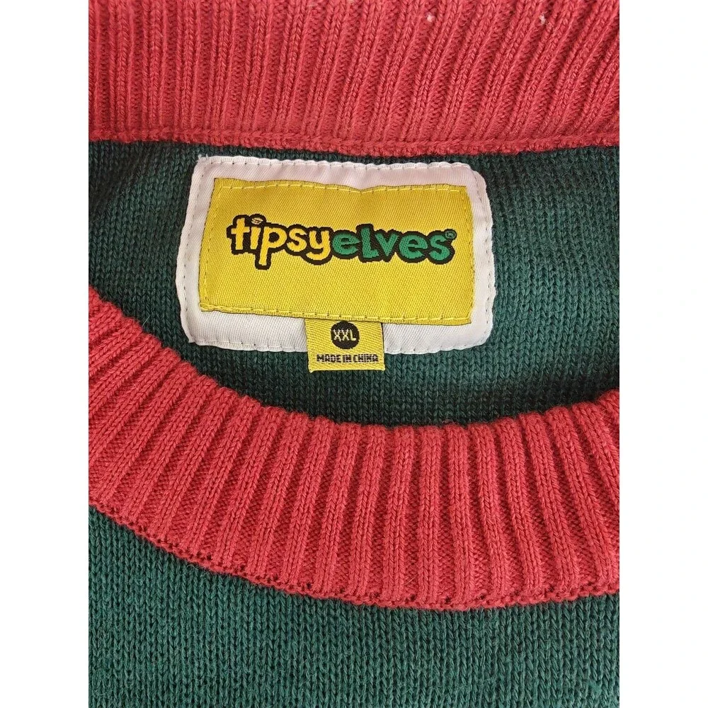 Tipsy Elves XXL Gingerbread Icing Christmas Sweater Green Red Funny